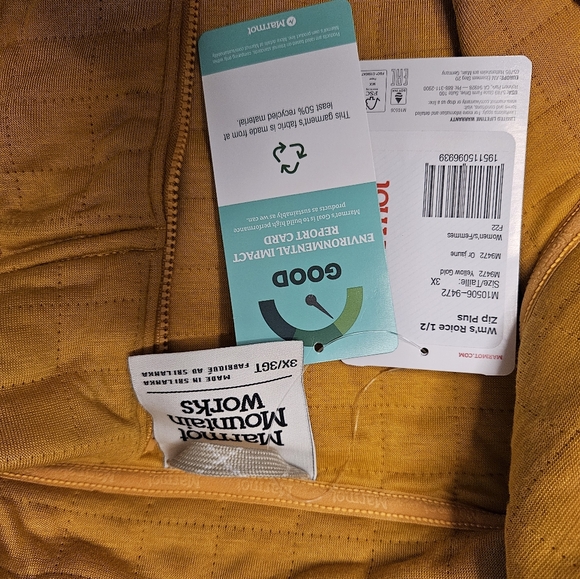 Long-sleeved half zip Marmot pullover. Goldenrod. NWT - Picture 3 of 4